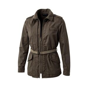 Comptoir Des Cotonniers Jacket Womens 34 Brown Belted Utility Field Cotton Linen